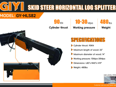 2026 Giyi Gy-HLS82 Skid Steer Horizontal Log Splitter (Unused) — photo 2