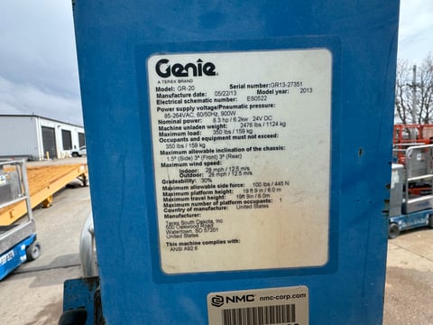 2013 Genie GR-20 Vertical Mast Lift - Inoperable — photo 6