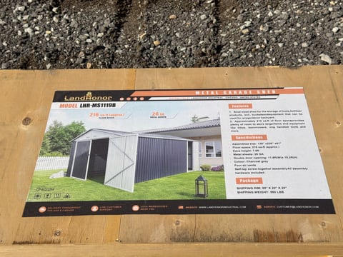 LandHonor LHR-MS1119B 11ft x 19ft Metal Garage Shed (Unused) — photo 3