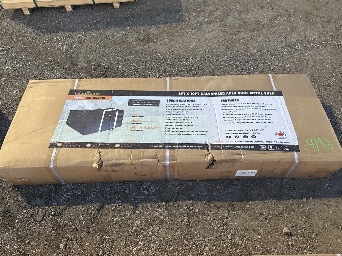 LandHonor LHR-MS0810 8ft x 10ft Galvanized Apex Roof Metal Shed
