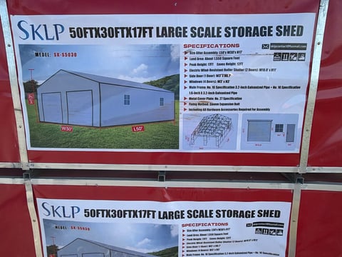 SKLP SK-S5030 50ft x 30ft x 17ft Large Scale Storage Shed (Unused) — photo 2