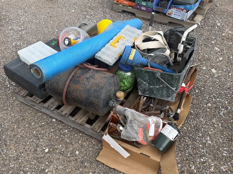 Pallet of Tools, Fiberglass Mesh and Toolboxes — photo 2