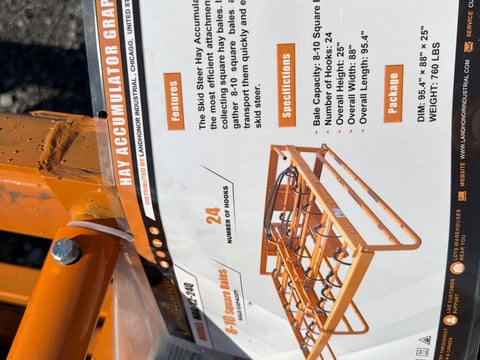 2026 LandHonor Hag-12-24Q Skid Steer Hay Accumulator Grapple, 8-10 Square Bale (Unused) — photo 5