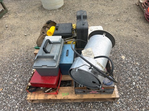 Pallet of Shop Tools, Heater and Hardware — photo 1