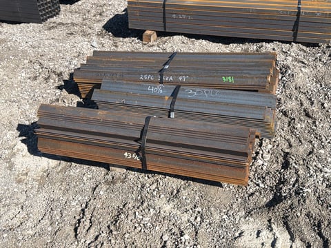 3 Bundles of 3in x 2in Steel Angle Iron, 40.5in to 49in Long, 55+ Pcs — photo 1