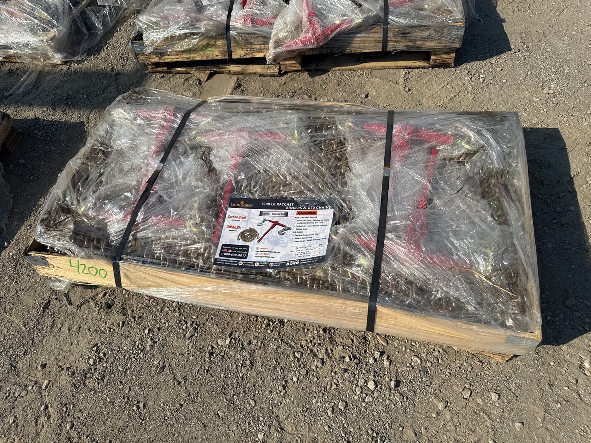 LandHonor Pallet of (5) 9,200 lb Ratchet Load Binders and (10) G70 Chains