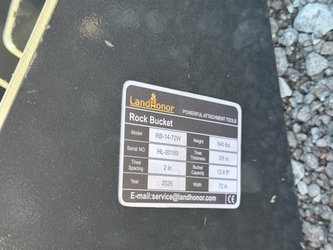 2026 LandHonor RB-14-72W 72in Skid Steer Rock Bucket (Unused) — photo 5