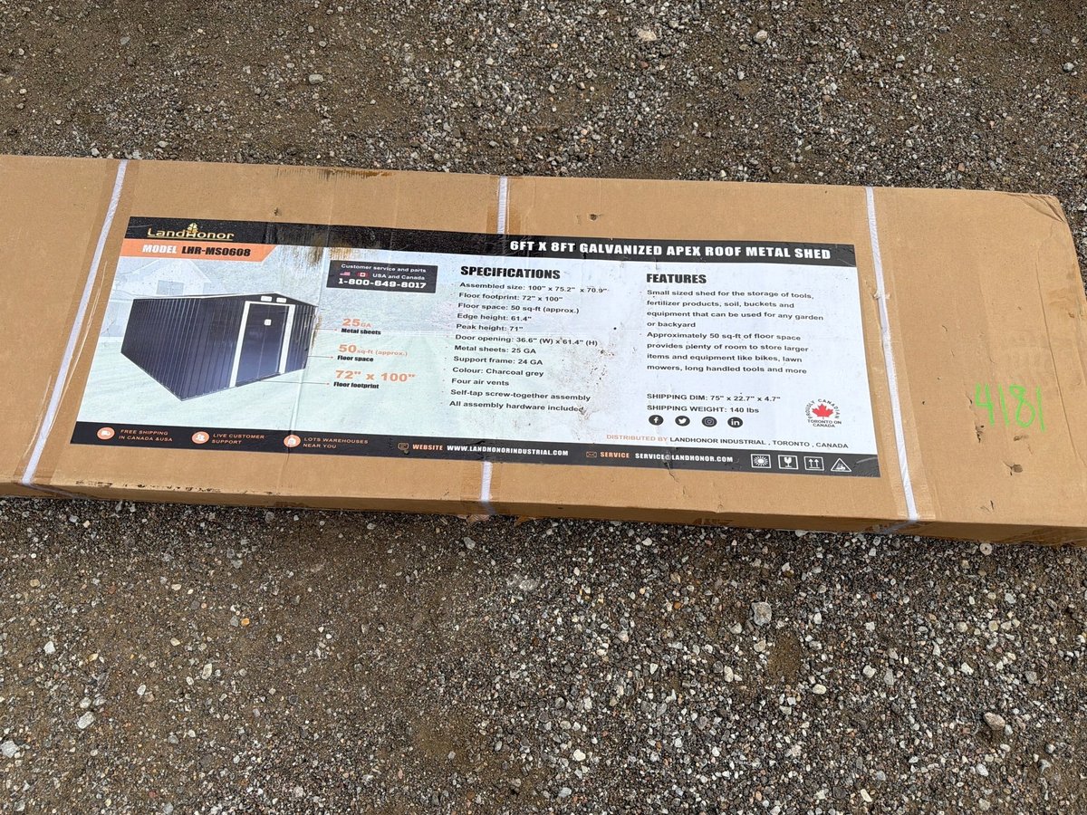 LandHonor LHR-MS0608 6ft x 8ft Galvanized Apex Roof Metal Shed