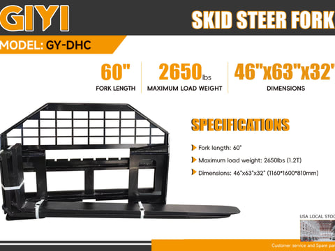 2026 Giyi DHC 60in Skid Steer Pallet Forks (Unused) — photo 2