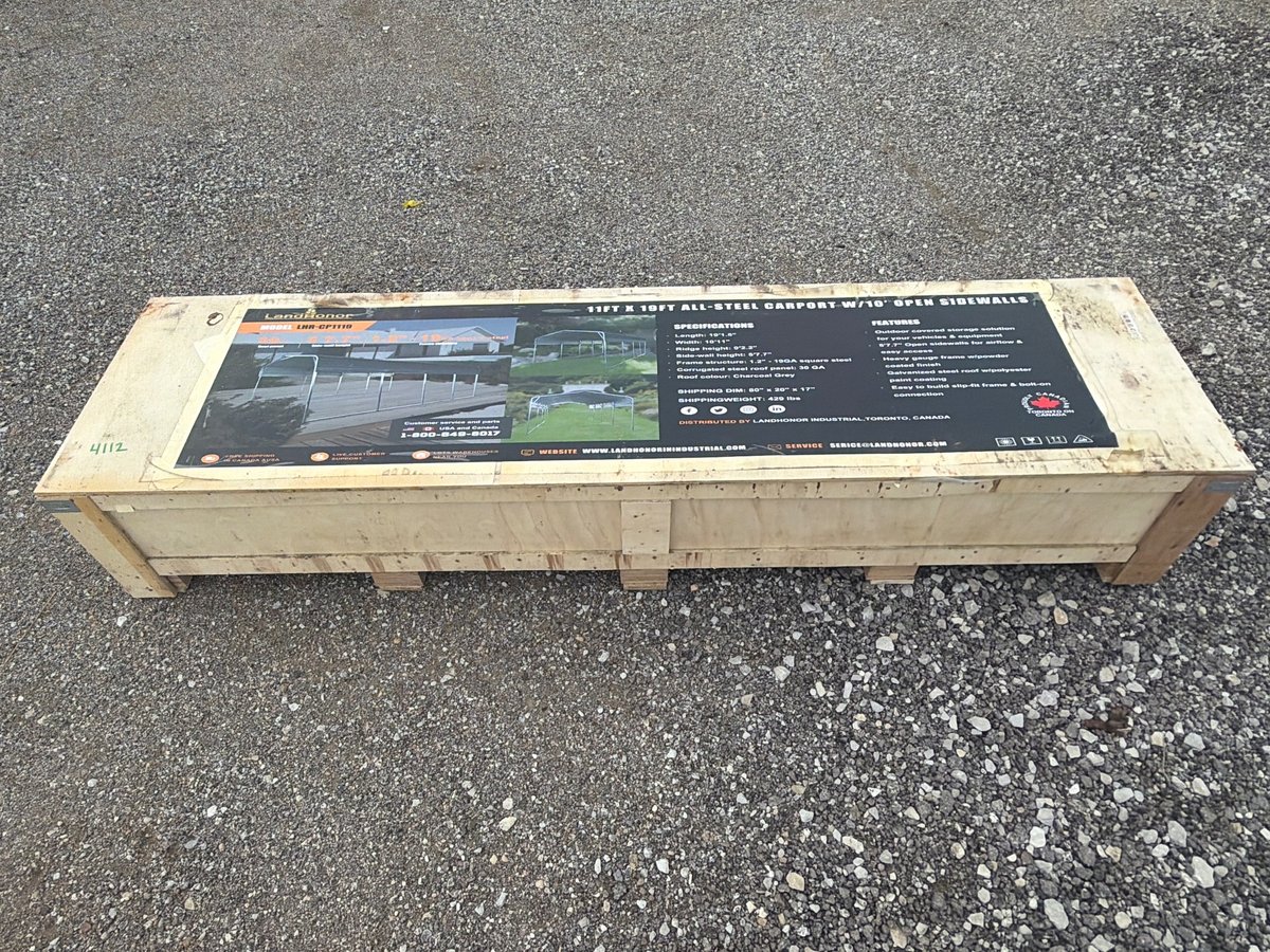 LandHonor LHR-CP1119 11ft x 19ft All-Steel Carport with Open Sidewalls