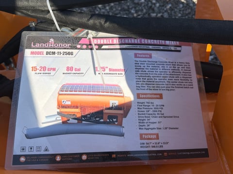 2025 LandHonor DCM-11-250G Skid Steer Double Discharge Concrete Mixer (Unused) — photo 7
