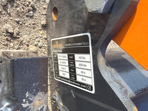 2025 LandHonor PF-11-3500G Skid Steer Pallet Forks (Unused) — photo 3