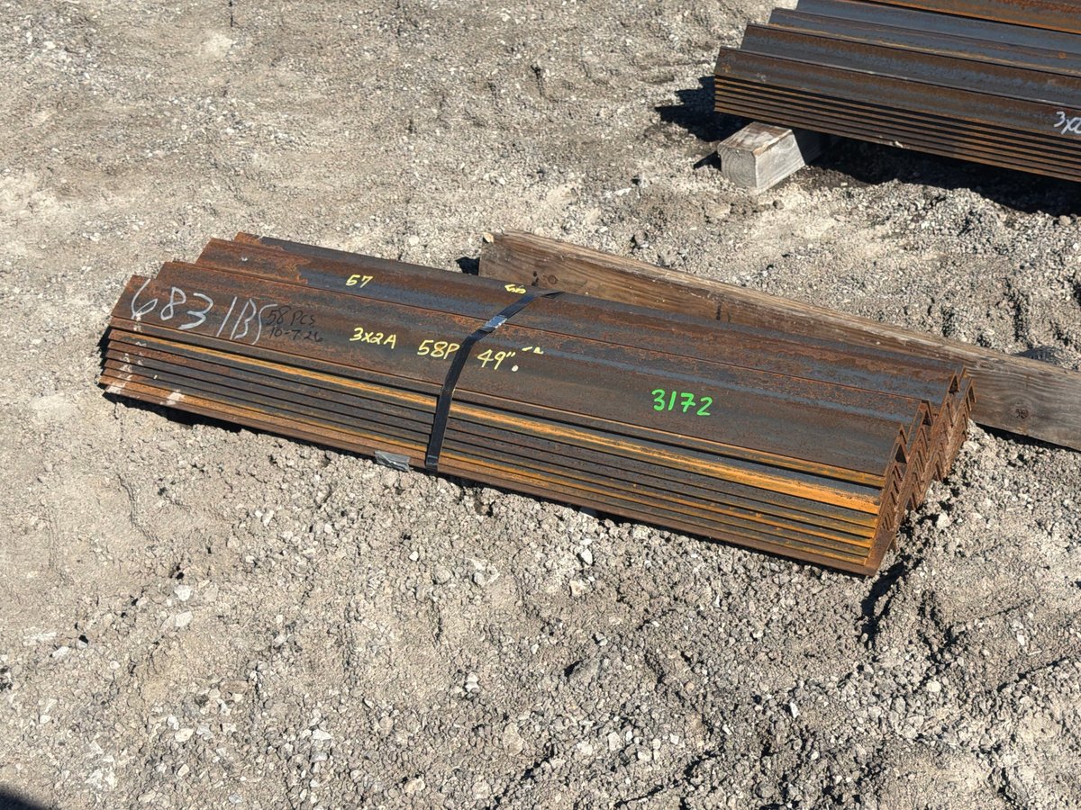 (58) 3in x 2in Steel Angle Iron, 49in Long