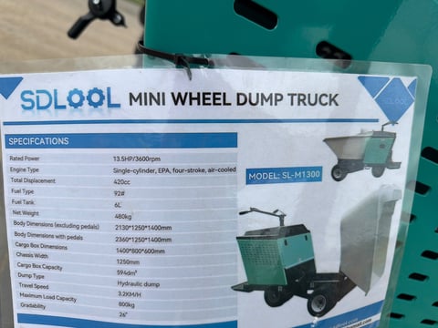 2026 Sdlool SL-M1300 Mini Wheel Dump Truck (Unused) — photo 7