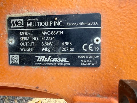 Multiquip MVC88VTH Plate Compactor — photo 5