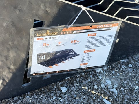 2026 LandHonor RB-14-78W 78in Skid Steer Rock Bucket (Unused) — photo 5
