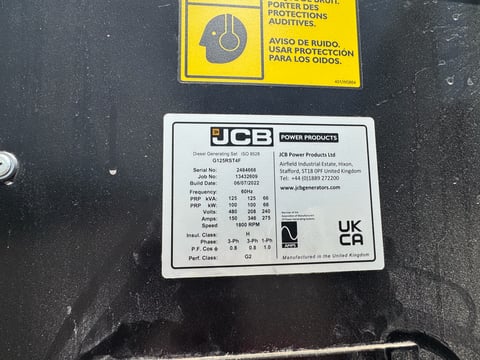 2022 JCB G125RST4F 125 KVA Diesel Towable Generator — photo 8