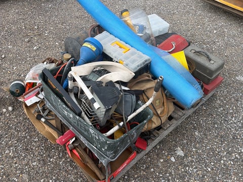Pallet of Tools, Fiberglass Mesh and Toolboxes — photo 3
