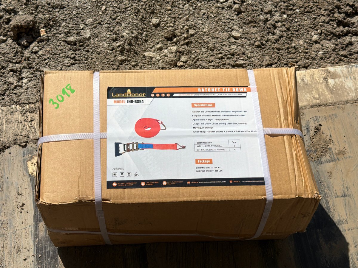LandHonor LHR-BS84 Ratchet Tie-Down Strap Set, 12 Straps (Unused)