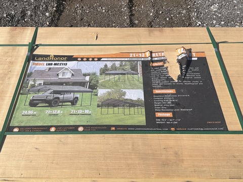 LandHonor LHR-MC2113 21ft x 13ft Metal Carport (Unused) — photo 2