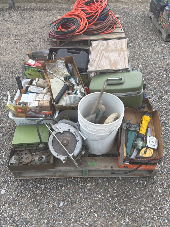 Pallet of Hand Tools, Hardware and Circular Saw