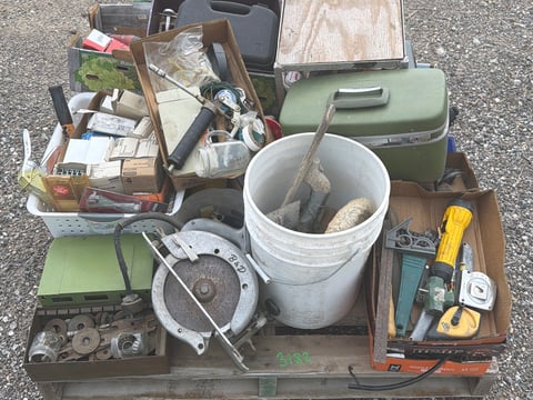 Pallet of Hand Tools, Hardware and Circular Saw — photo 1