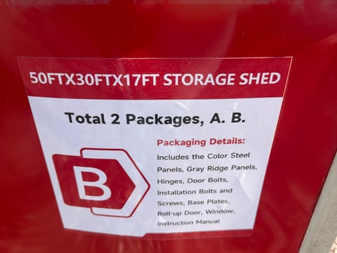 SKLP SK-S5030 50ft x 30ft x 17ft Large Scale Storage Shed (Unused) — photo 4