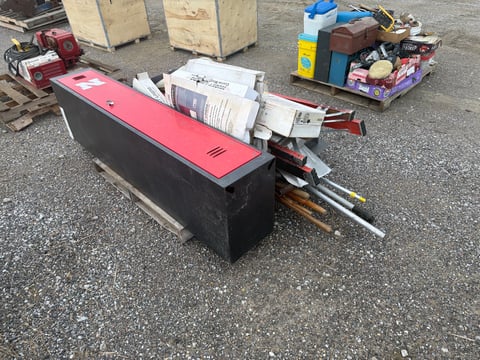 Pallet of Shovels, Storage Cabinet and Yard Tools — photo 3