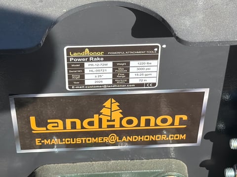 2026 LandHonor PR-12-72W 72in Skid Steer Power Rake (Unused) — photo 5