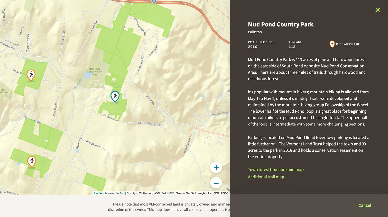 Vermont Land Trust land map property details