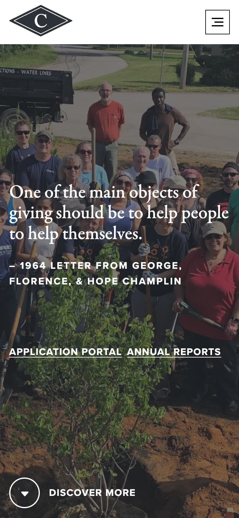 Champlain Foundation homepage (mobile)