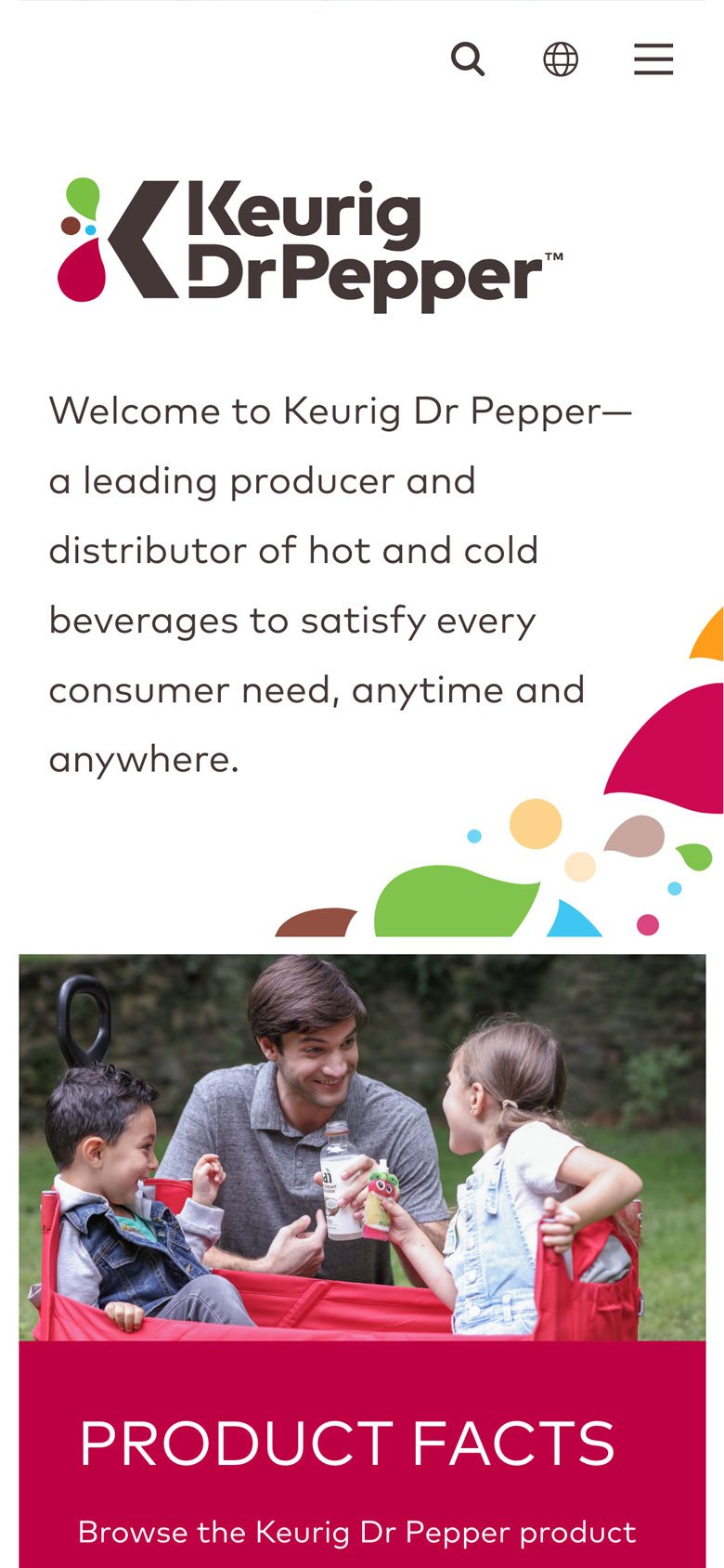 Keurig Dr Pepper homepage (mobile)