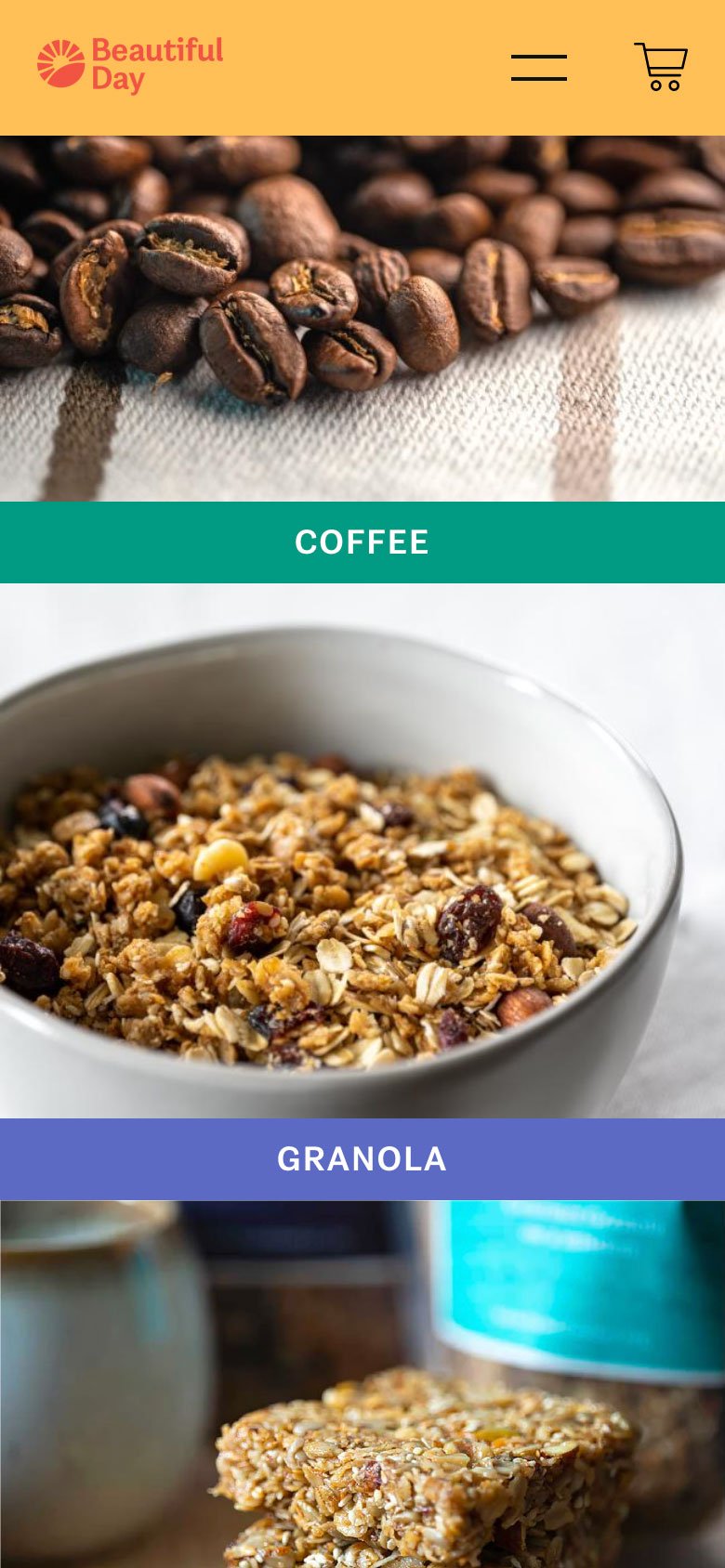 Beautiful Day website homepage featured call-outs (mobile)