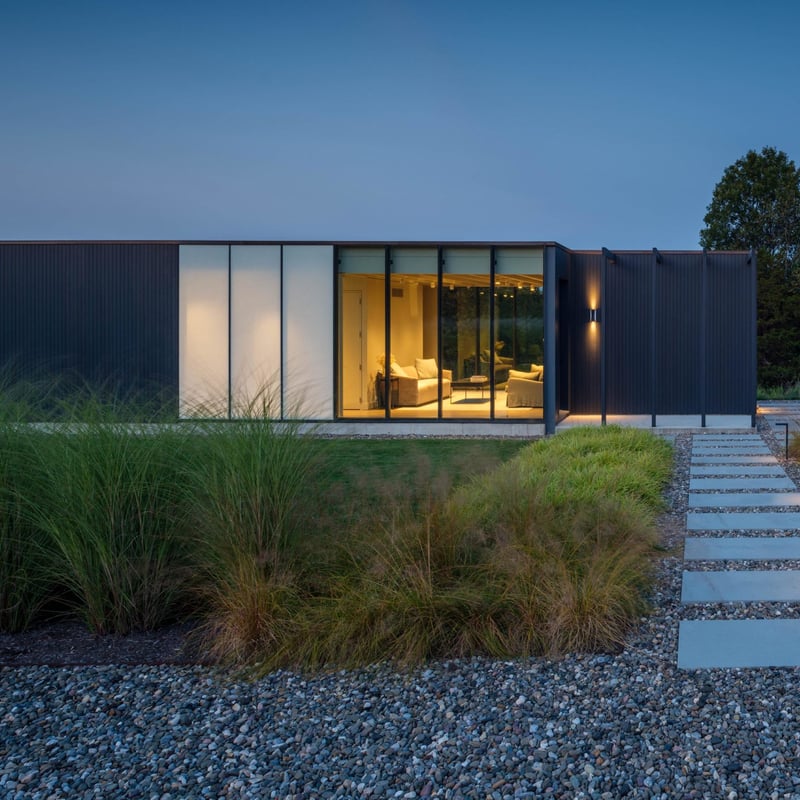 modern home with beautiful landscaping