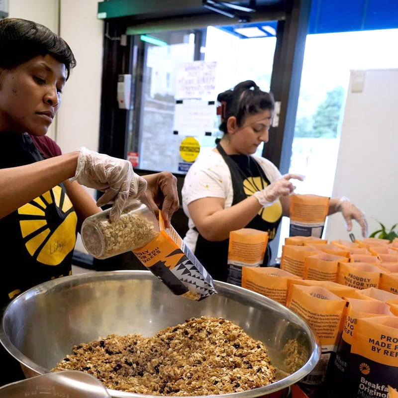 Beautiful Day workers packaging granola