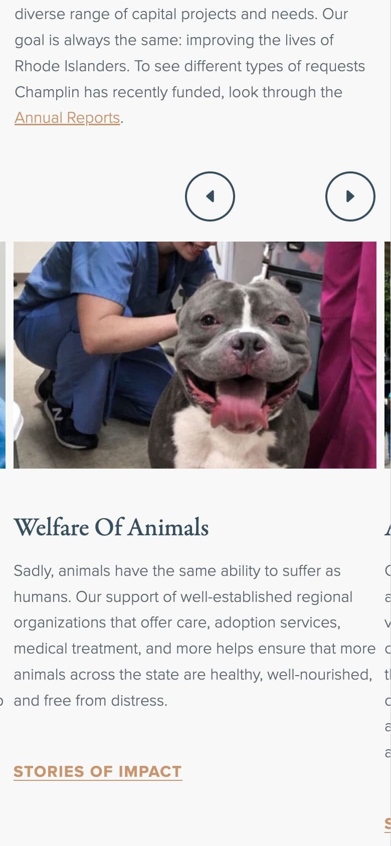 Champlain Foundation homepage mobile carousel