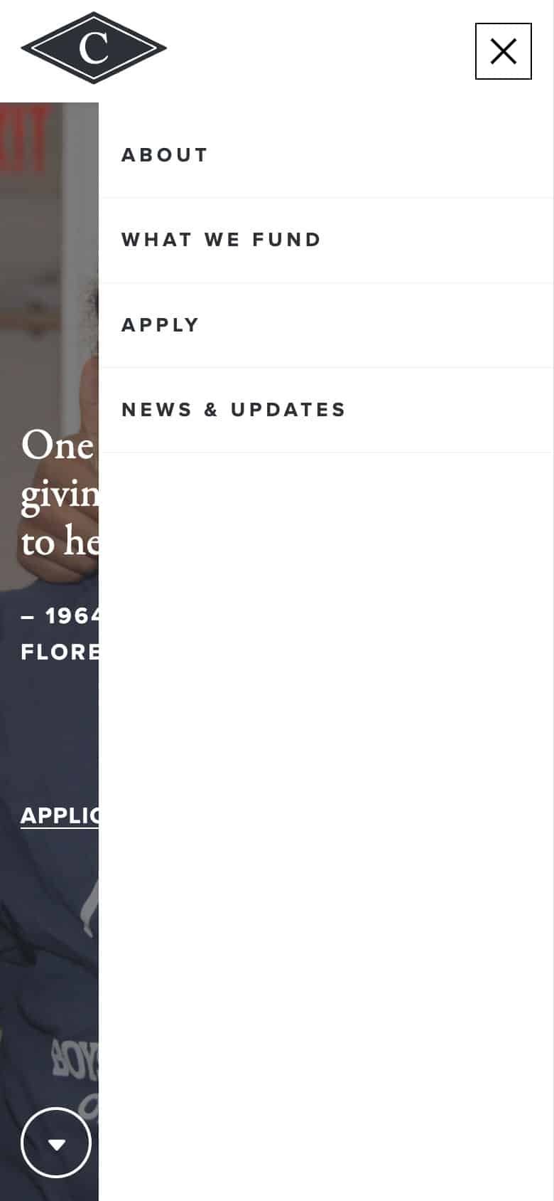 Champlain Foundation navigation (mobile)