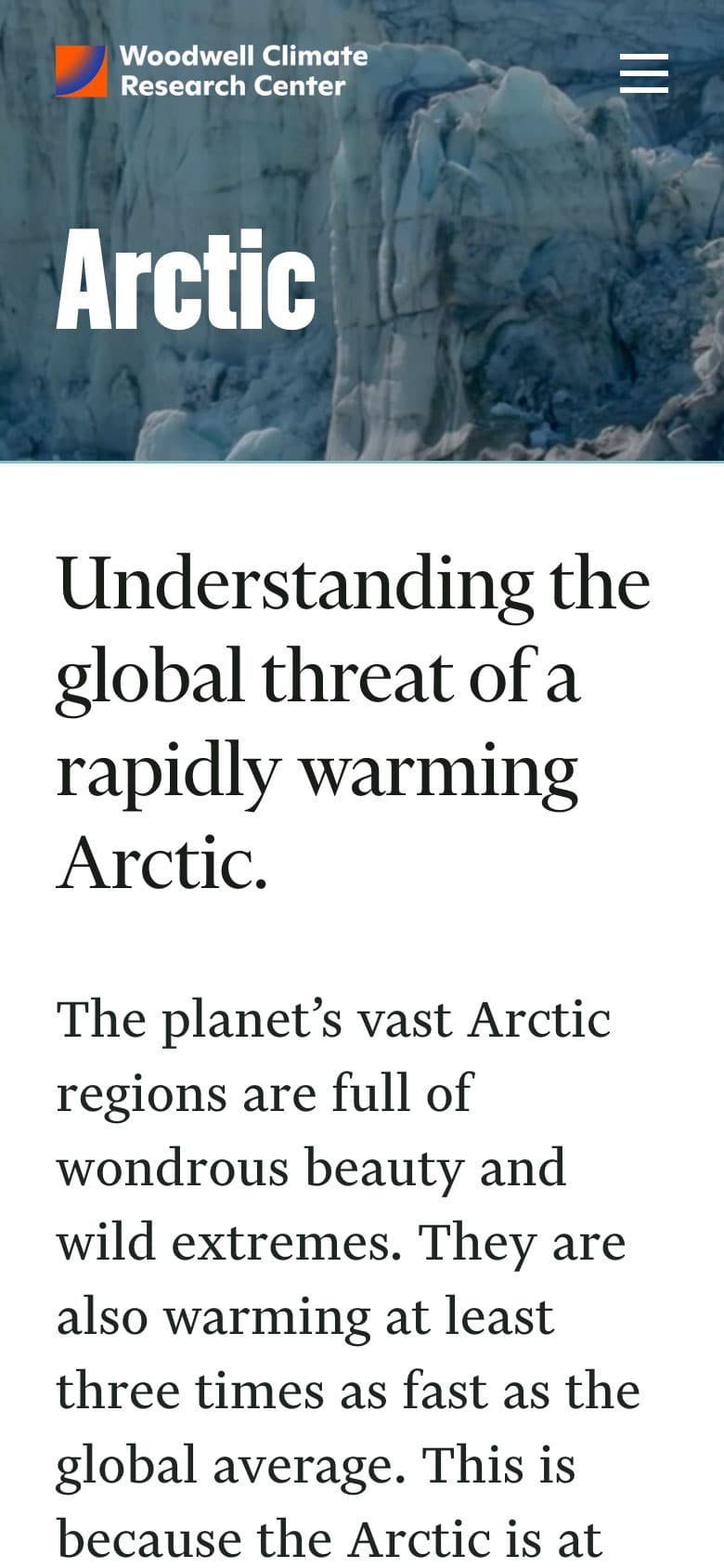 Woodwell Climate Research Center area of focus page (mobile)
