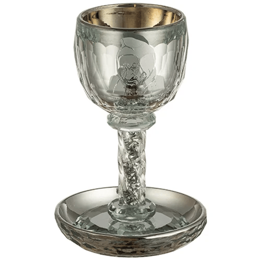 גביע קריסטל מהודר "בבא סאלי" עם אבנים כסף