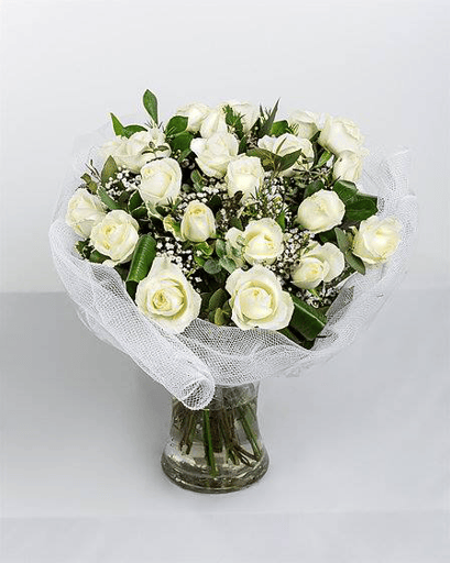 זר ורדים לבן