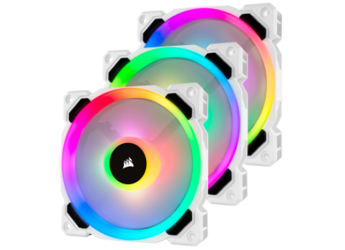 Corsair LL120 RGB 120mm Dual Light Loop White RGB LED PWM Fan - Triple Pack with Lighting Node PRO