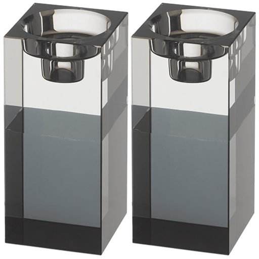 זוג פמוטי קריסטל מהודרים "חצי חצי" שקוף שחור