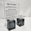 זוג פמוטי קריסטל שחור קנים שקופים