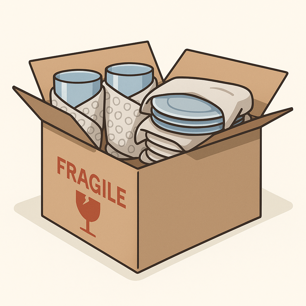 אריזה של כלי זכוכית ופורצלן – איך למנוע שבירה בהובלה