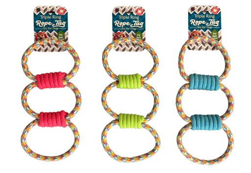 חבל 3 טבעות צבעוני (37 ס"מ)