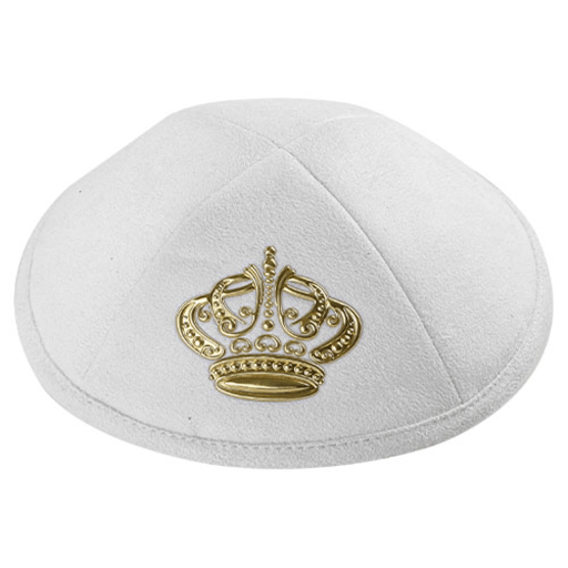 כיפה אולטרא סוויד לבן 19 ס"מ עם כתר זהב