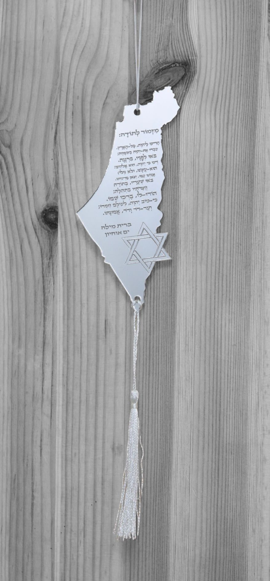 תליון לרכב "מזמור לתודה" ארץ ישראל- כסוף