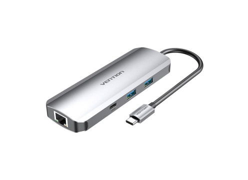 Vention USB-C to HDMI / LAN / USB-A x2 / USB-C / micro SD + SD / 3.5mm / PD100W Dock