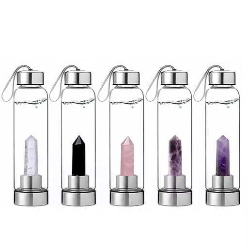 Natural Gemstone Crystal Glass Water Bottle