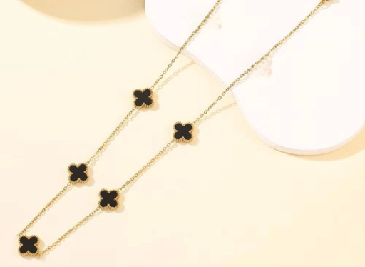 שרשרת תלתן שחור זהב